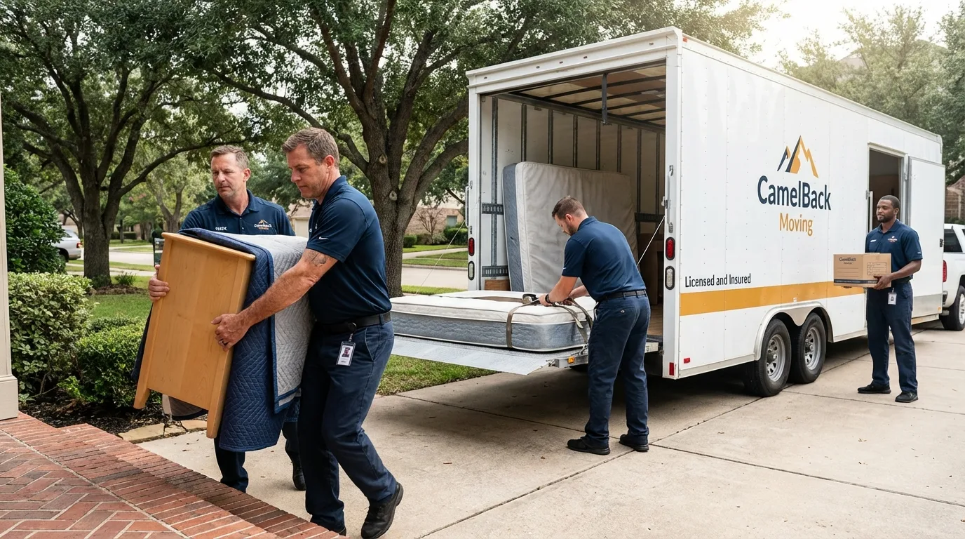 Crew loading residential truck for cross-state move from Fresh Meadows, NY