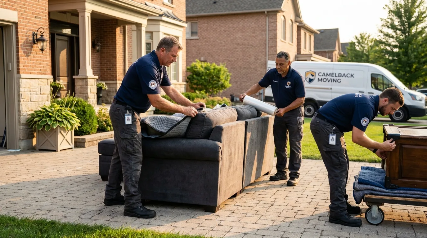 Large estate moving crew wrapping furniture in Fresh Meadows, NY