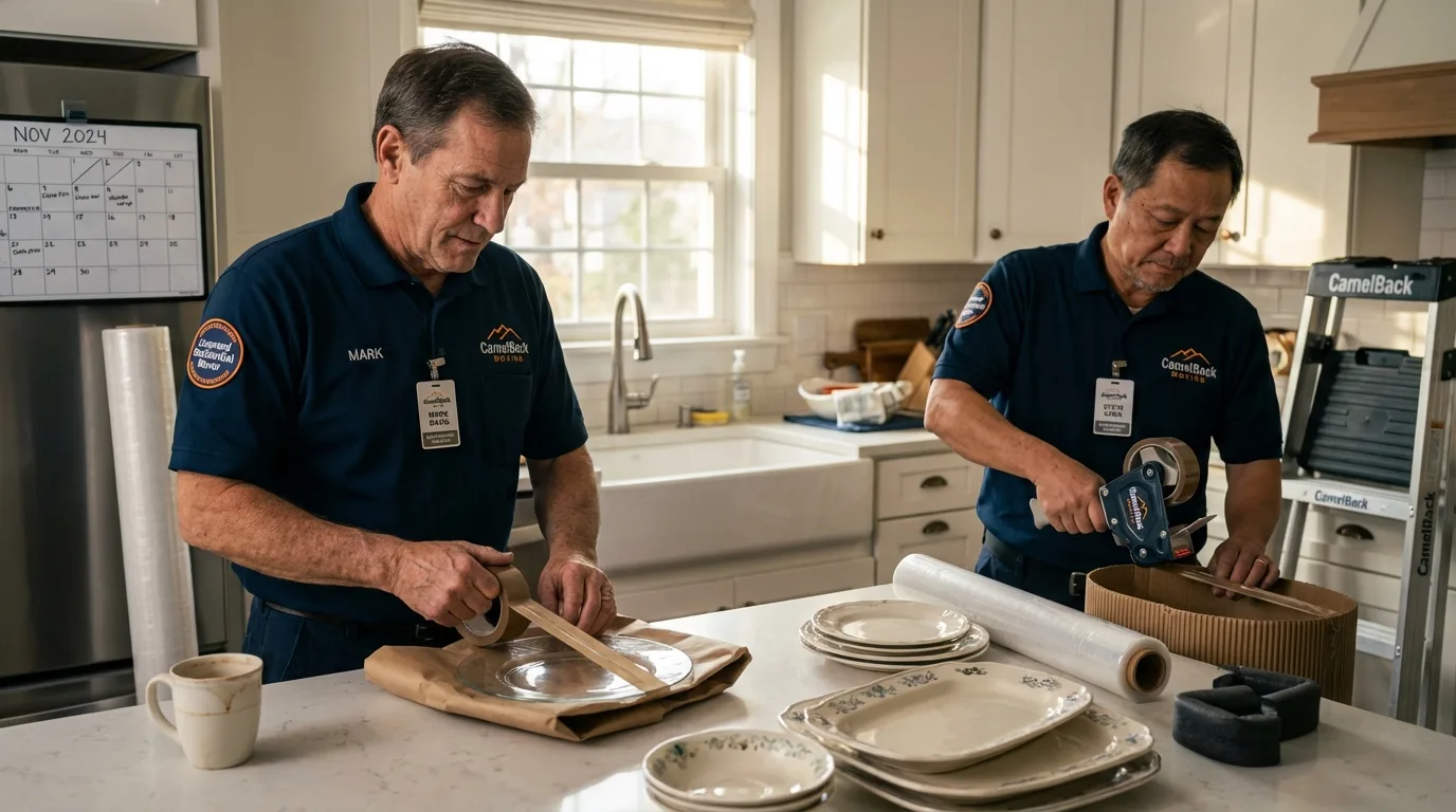 Professional crew packing kitchen dishware in Fresh Meadows, NY